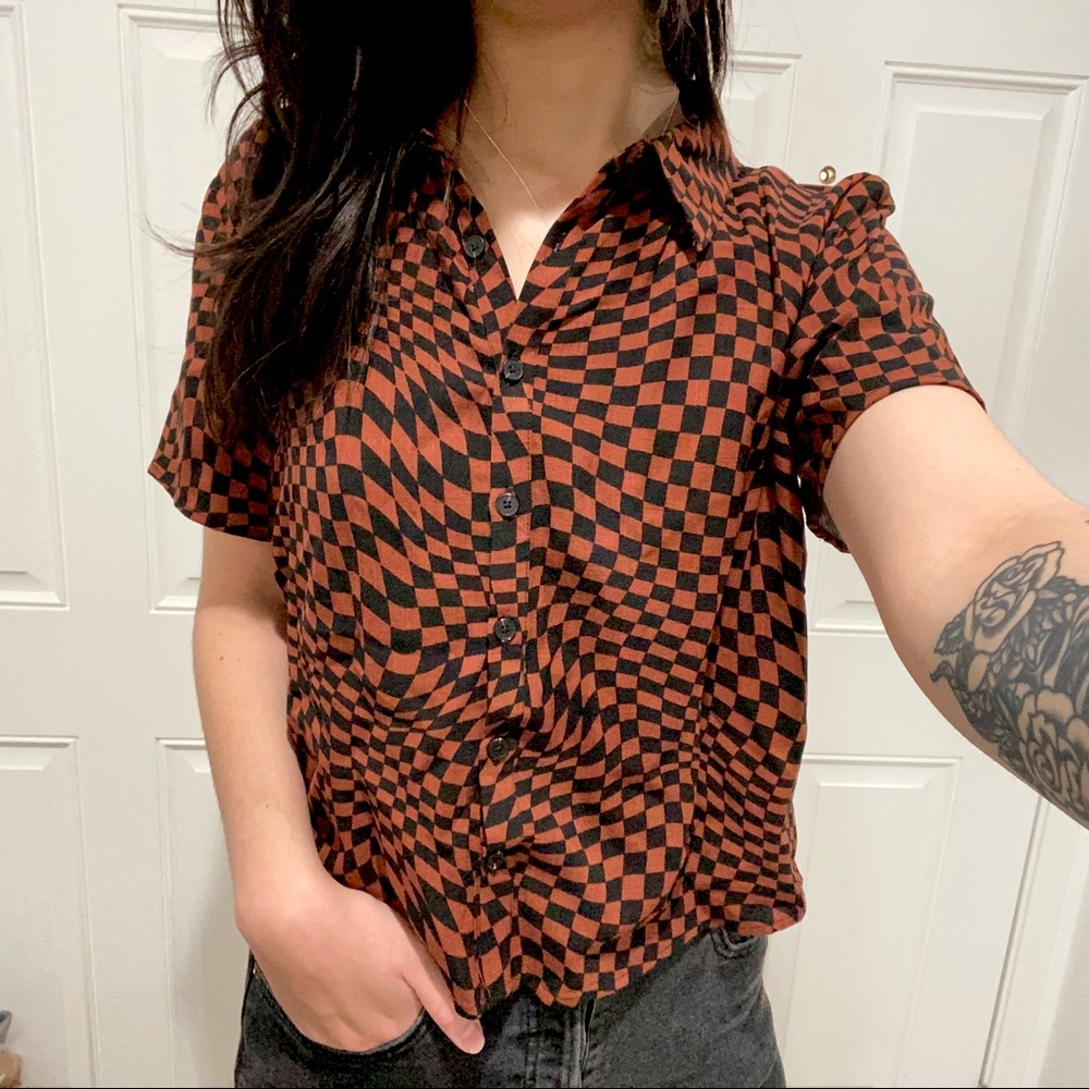 Wavy Checkerboard Button Up Shirt